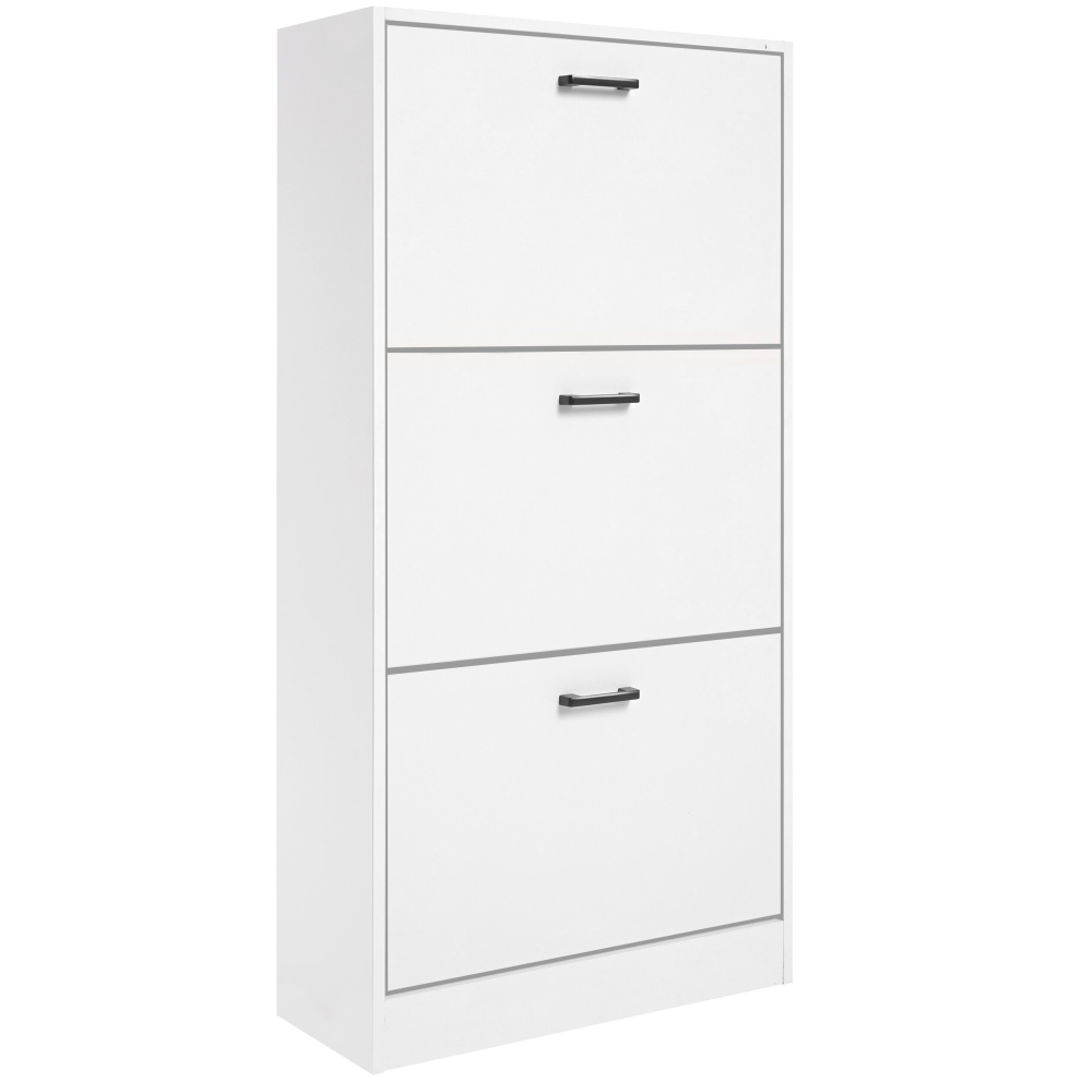 (White ) 3 Tier Drawer Shoe Cabinet Storage Cabinet Wooden Shoe Rack Stand Cupboard Organiser
