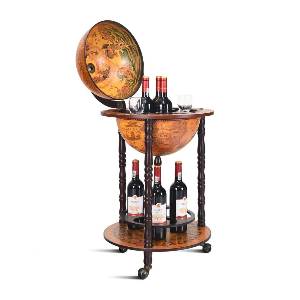 360MM Wood Globe Wine Cabinet Bottles Storage Stand Bar Wine Rack