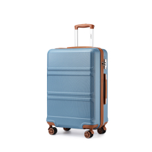 (24 inch) Grayish Blue And Brown ABS 4 PCS Suitcase Set With Vanity