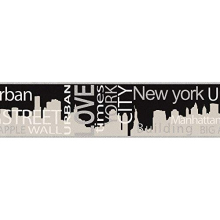 A.S. Création Border Only Borders New York City 5.00 m x 13 cm Grey Metallic Black Made in Germany 935671 93567-1