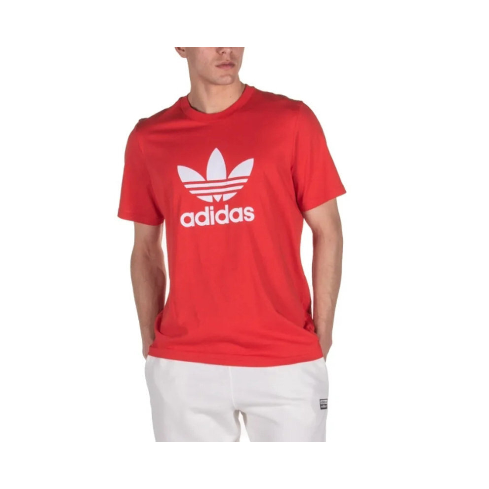 (Red, S) Adidas Originals Mens T Shirts Trefoil Logo California Retro Design Tee