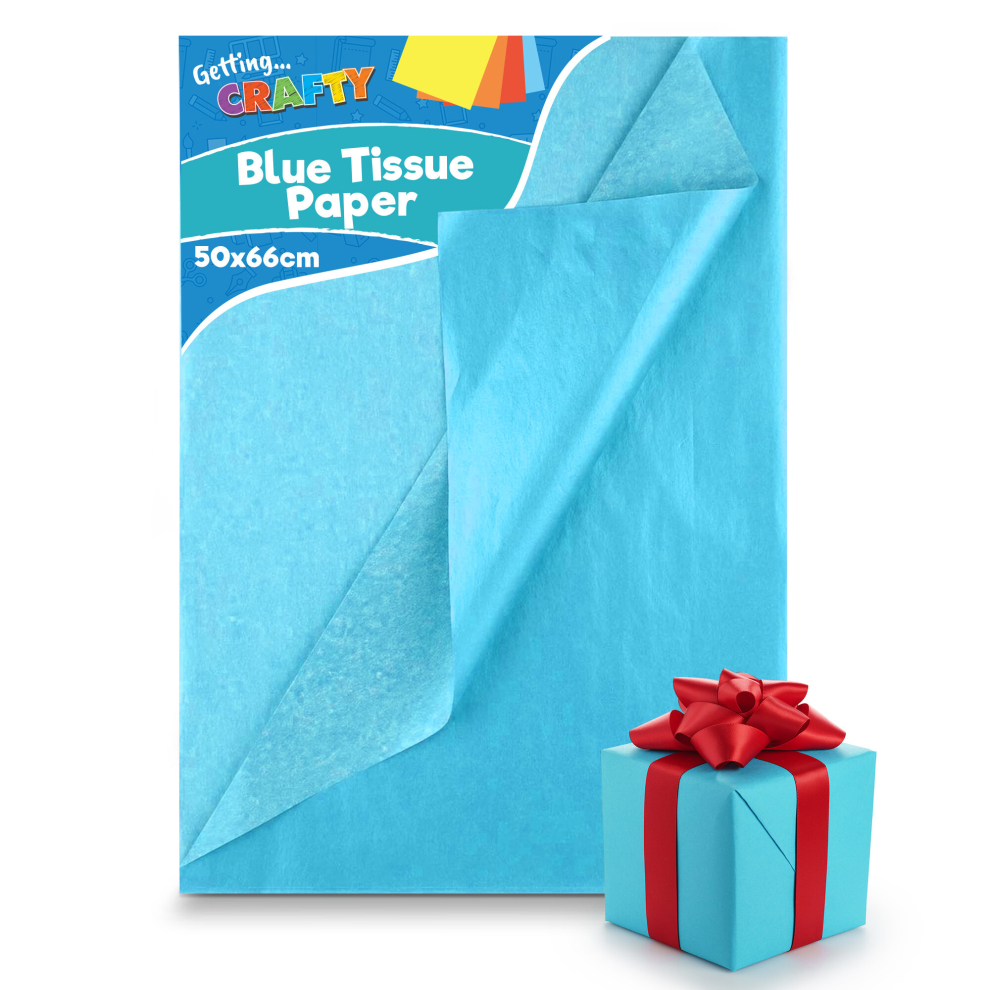 (Blue, 240 sheets ( 12 x 20pk)) 40-500 Coloured L Tissue Paper Gift Wrap 50x66cm