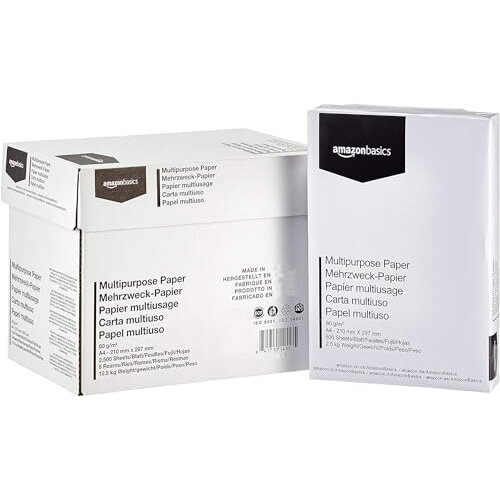 Amazon Multi-purpose Copy Printer Paper, A4 80 gsm, 2500 Count (Pack of 5), White