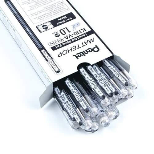 Pentel Mattehop 1.0mm Gel Roller Black - Pack of 12 1
