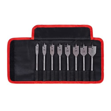 Flat Wood Drill Bit Kit - 8 Piece KFWDK08 High Speed Steel HSS 1/4 Inch Hex Shank Spade Drill Bits Set - Woodworking Hole Cutter Tool