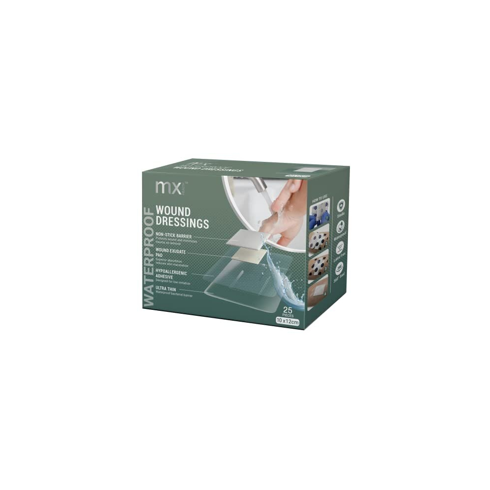 Waterproof Wound Dressing Film+PAD - 10X12CM (5X6CM Wound PAD) - 25 Individually Wrapped DRESSINGS PER Box