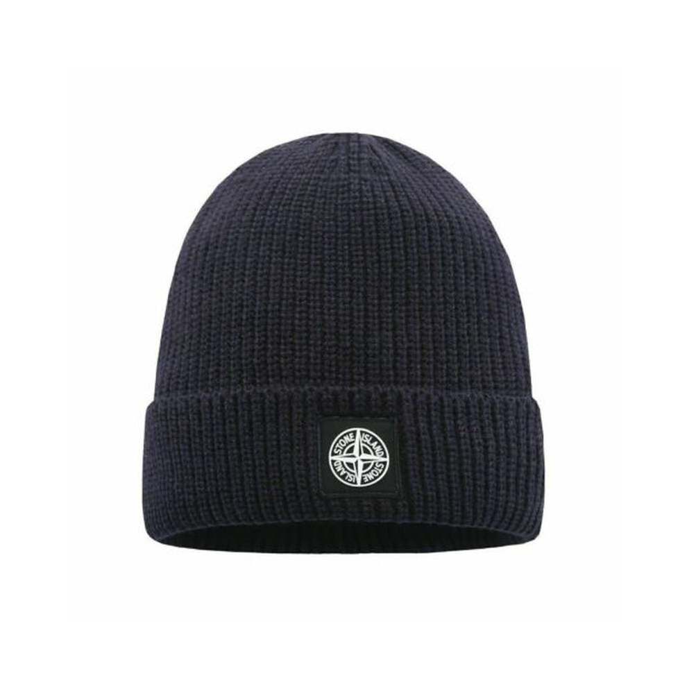 (Navy) Stone Island Warm Cuffed Cap Knit Stretch Beanie Winter Hat Men Women Xmas- New