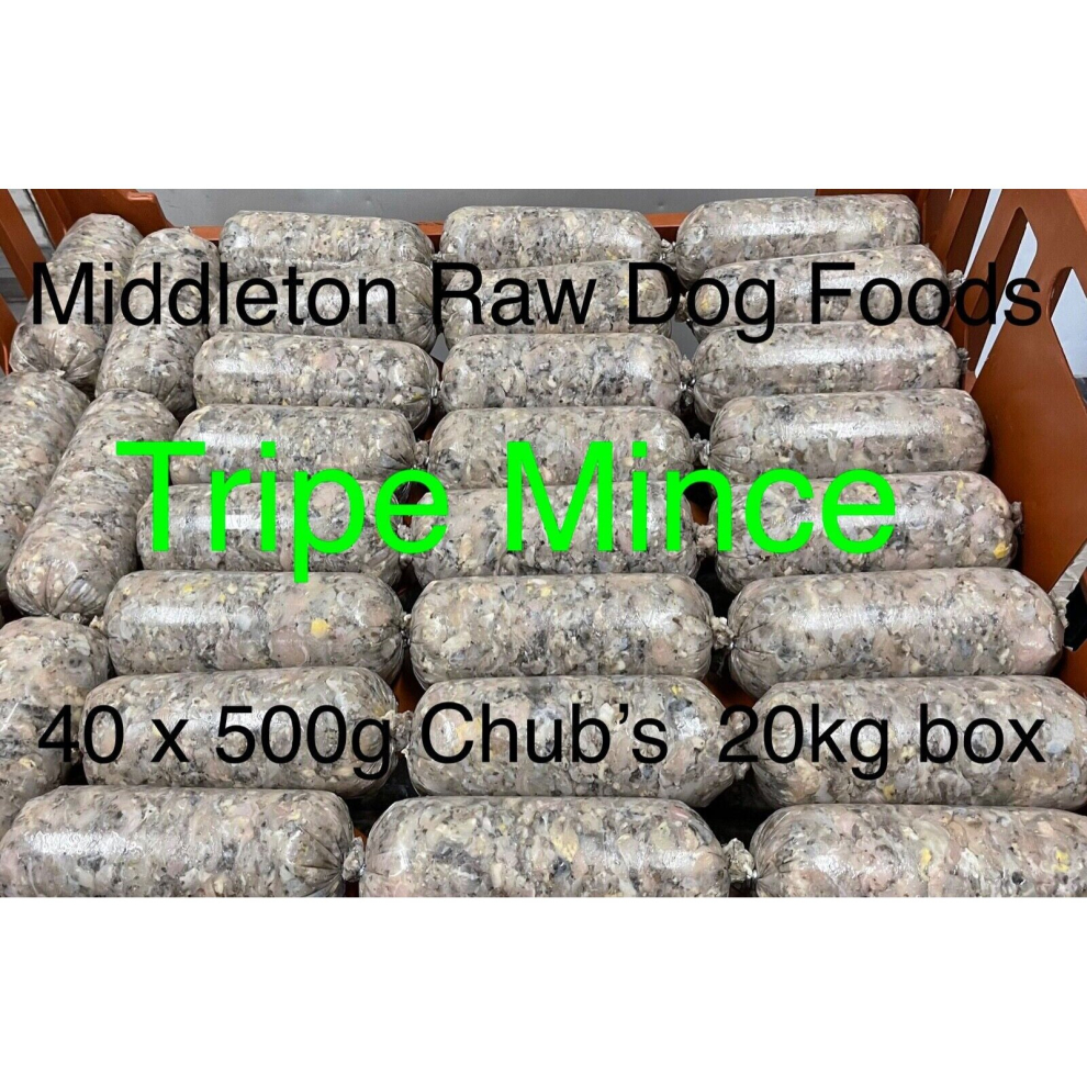 Sunukerr Frozen Minced Tripe 40X500g Bags/Blocks 20Kg (44Lbs) For Dogs Barf / Raw Green