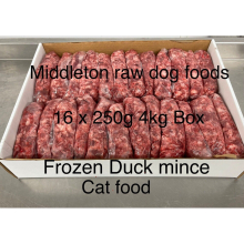 Cat Food Frozen DUCK Mince 16X250G Bags/Blocks 4Kg .BARF RAW DIET Delivered