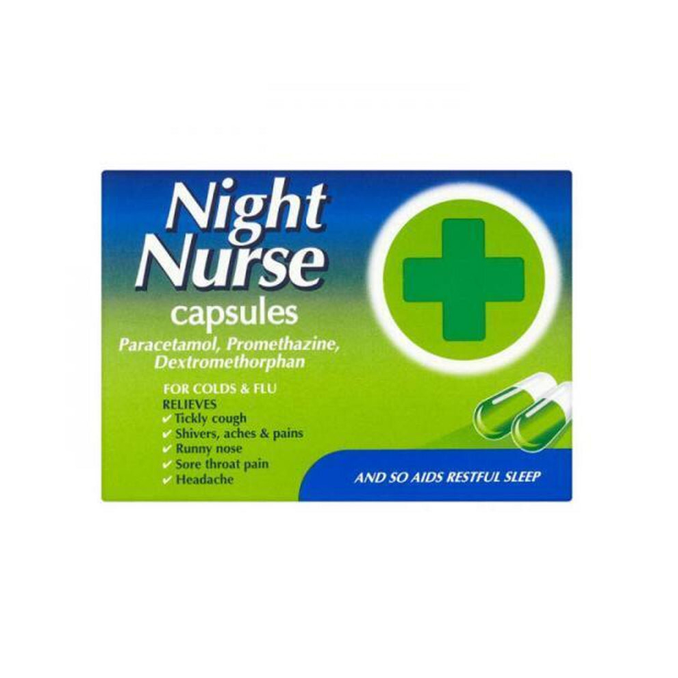 Sunukerr Night Nurse 10 Capsules All In One For Cold/Flu Relief - Uk Pharma