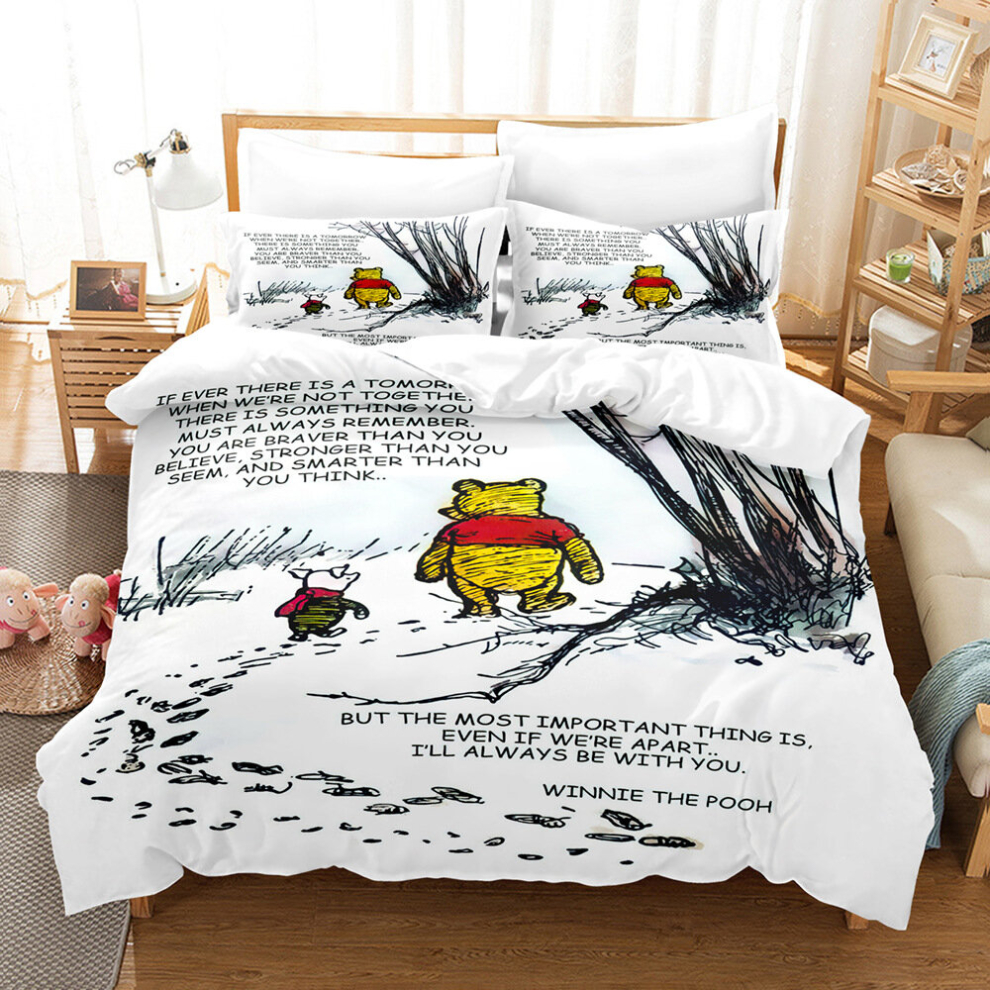 (3, Super King(220x260cm?) Cute cartoon Winnie the Pooh bedding three-piece four-piece set UK size