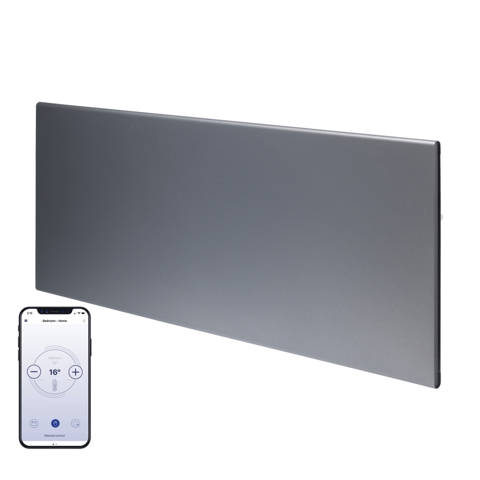 Adax Neo WIFI Electric Panel Heater, Wall Mounted, IPX4 Lava Grey 1000W