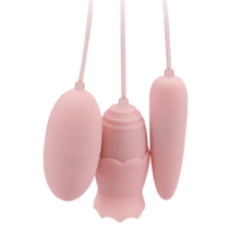 (Long button tongue licking three vibrating eggs) 12 Frequency Women G-Spot Vibrator Massager Clitoral Stimulation Rechargeable Adult Sex Toy for Couples