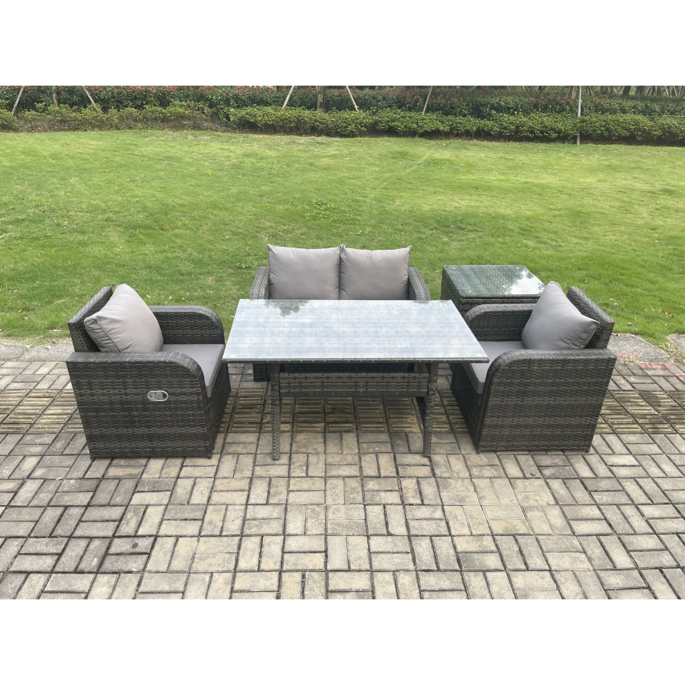 Outdoor Lounge Sofa Set Wicker PE Rattan Garden Furniture Set with Armchair Squar Coffee Table Double Seat Sofa