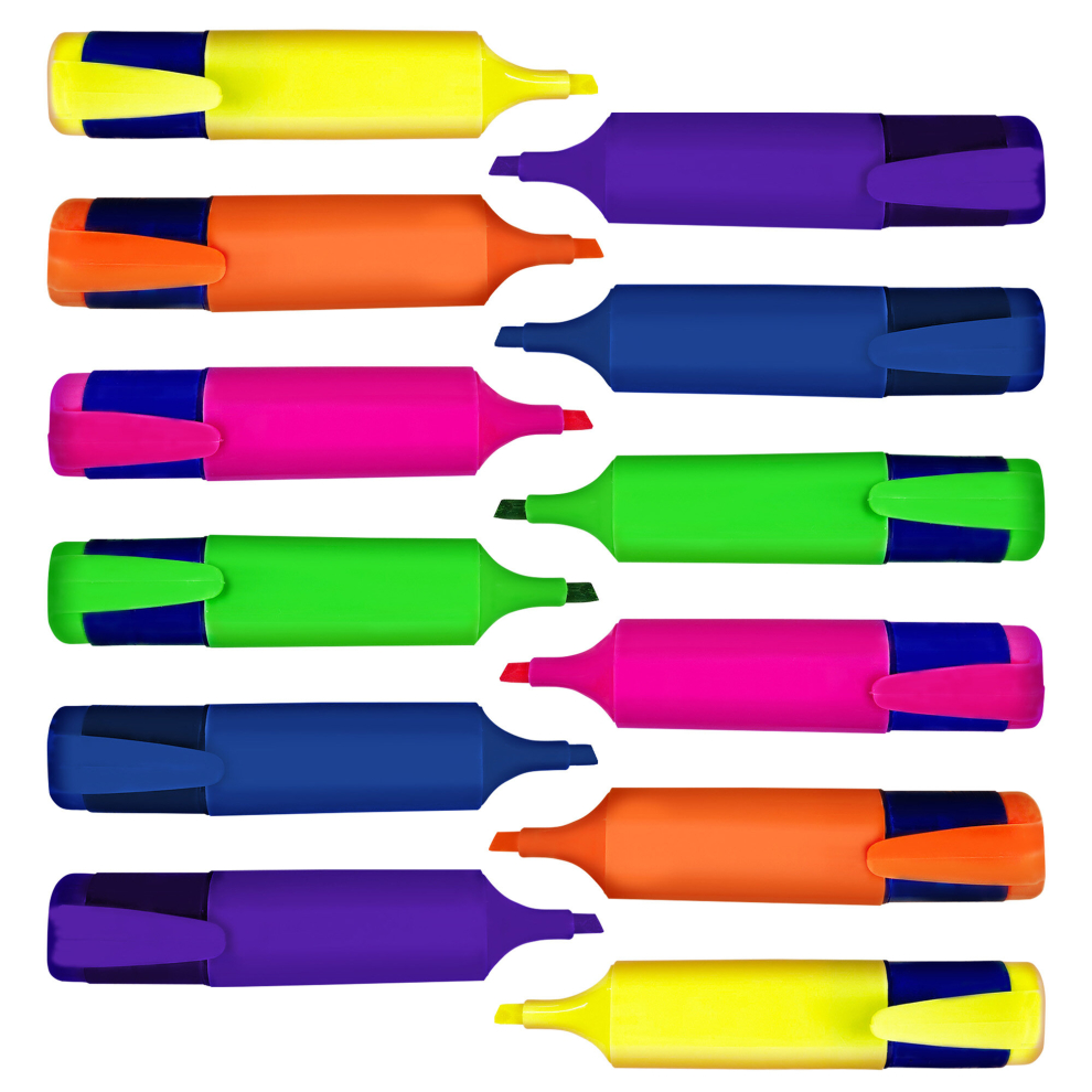 (12 units (2 x 6pk)) 6-18 Assorted Highlighter Pens Fluorescent Bright