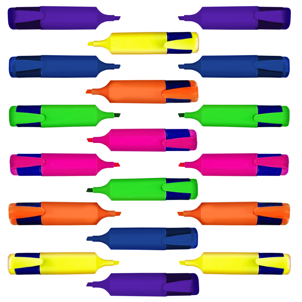 (18 units (3 x 6pk)) 6-18 Assorted Highlighter Pens Fluorescent Bright