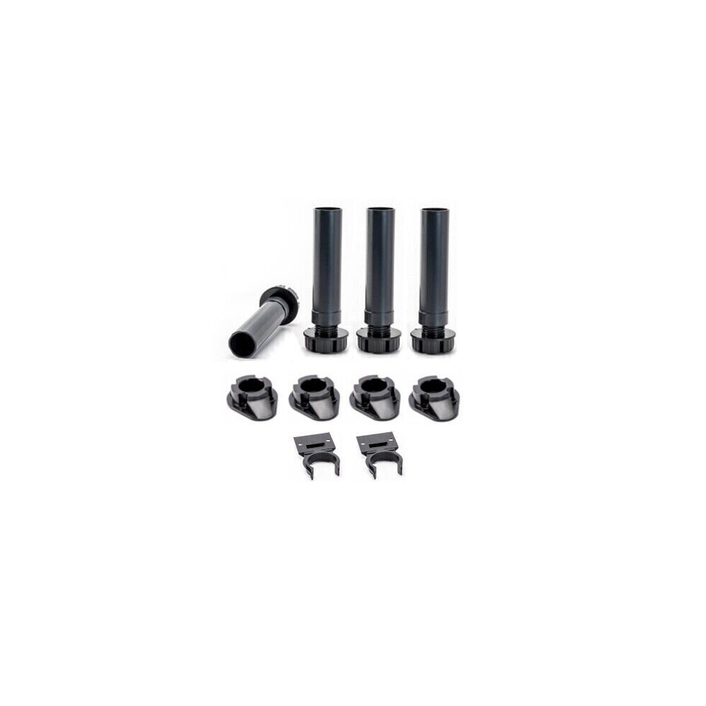 Kitchen Cabinet Leg Set Black Plastic 48mm Adjustable 4 Legs 4 Sockets 2 Clips