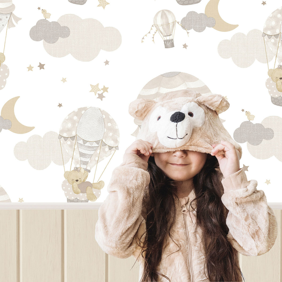 (Beige) Little Explorers 2 Wallpaper Wood Cladding Galerie 8022560148772