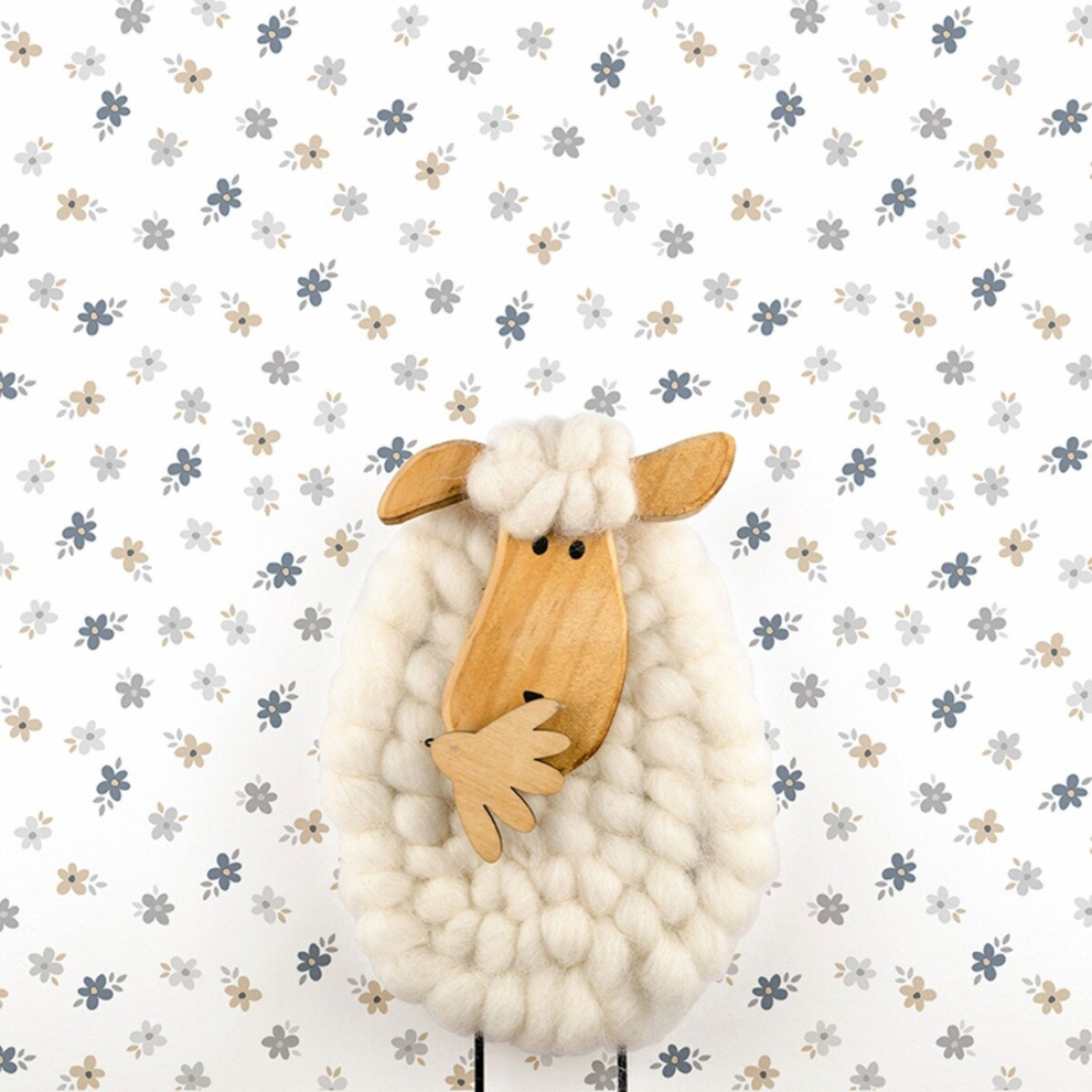 ( Grey) Little Explorers 2 Wallpaper Five Leaf Flower Silver/Grey Galerie