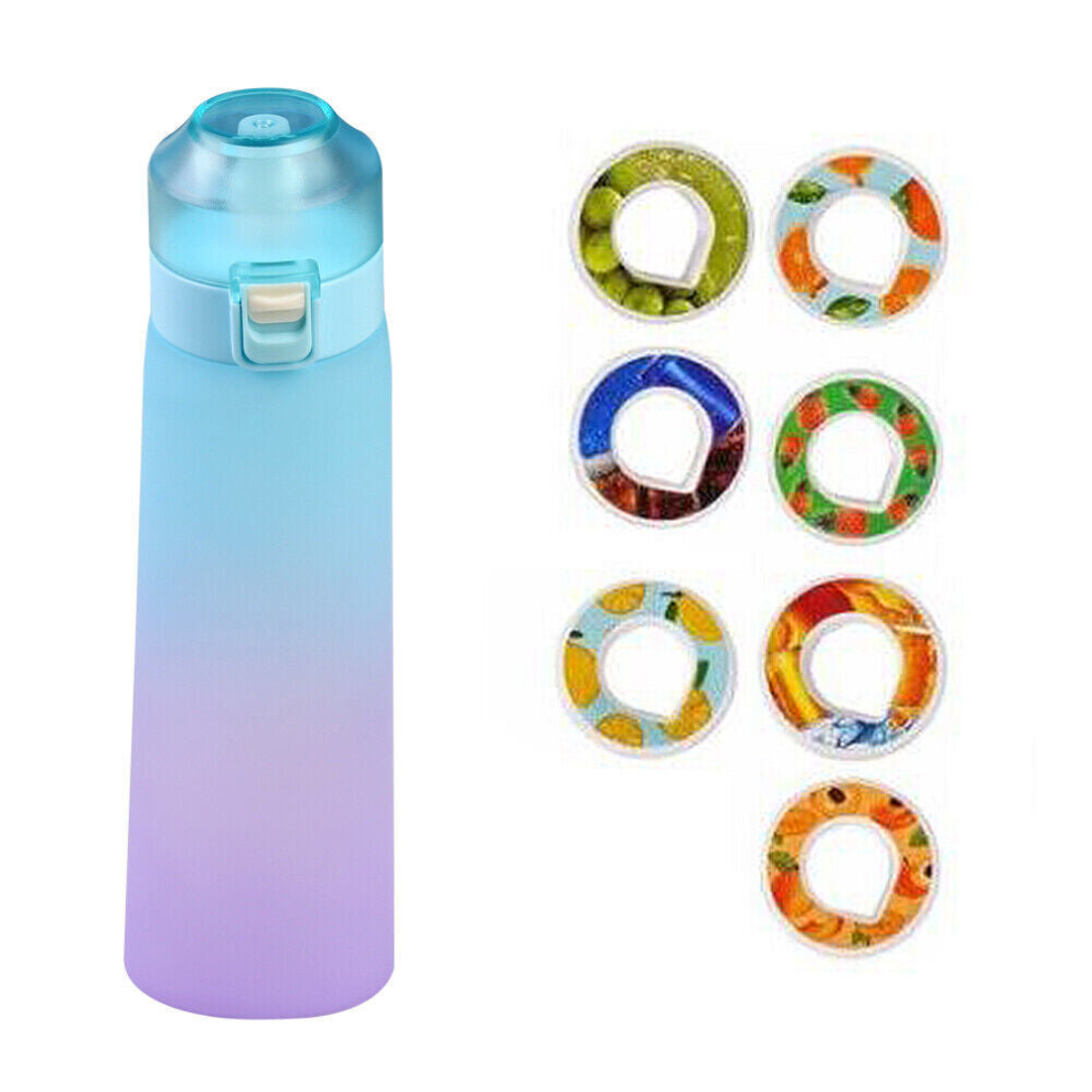 (Blue Purple) 650Ml Air up Water Bottle with 7 Fruit Fragrance Bottle Flavored Taste Pods UK