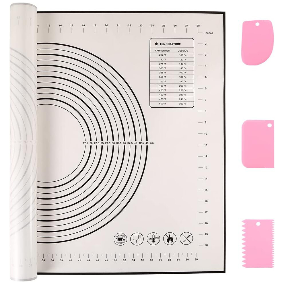 Extra Large Silicone Baking Mats Sheet Non Stick Pastry Rolling Mat Non-Slip Silicon Dough kneading Mat with Dough Scraper