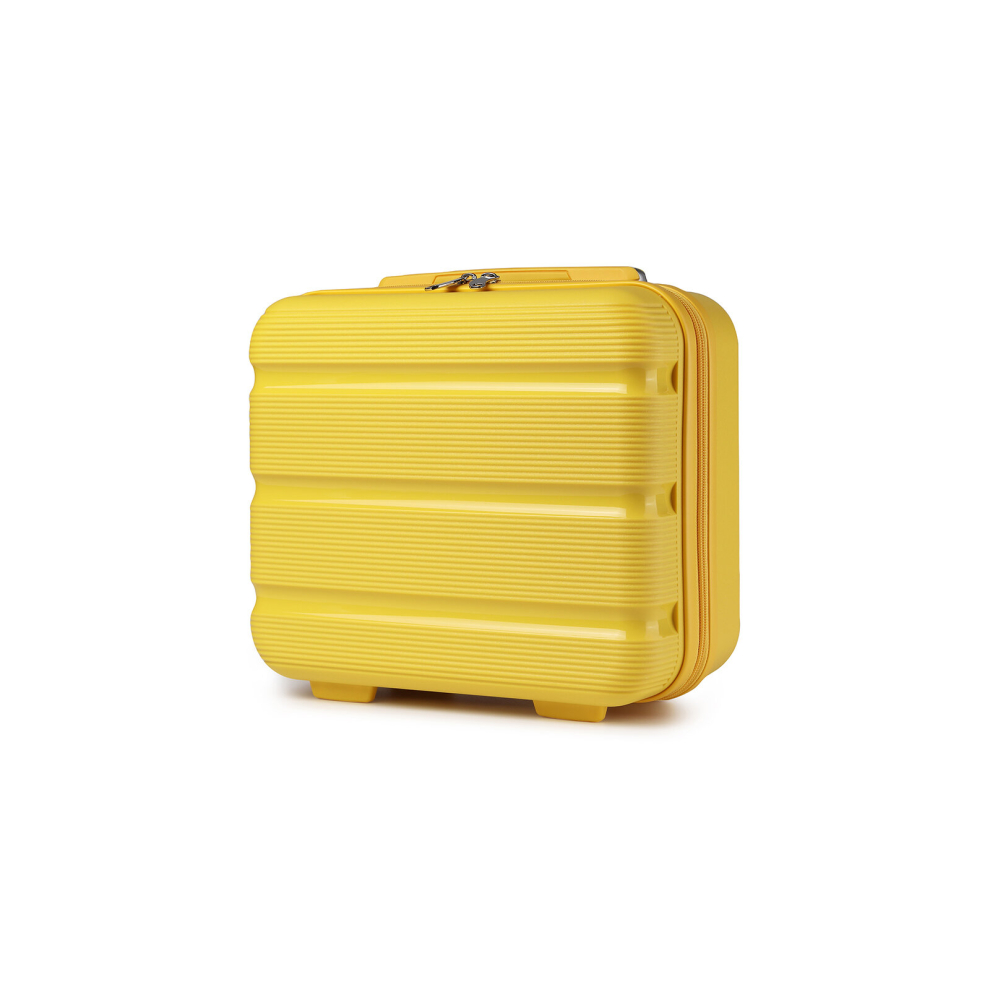 (Yellow, 14 inch) Kono PP Hard Shell 4 Spinner Wheels Lightweight Carry On Suitcase with TSA Lock