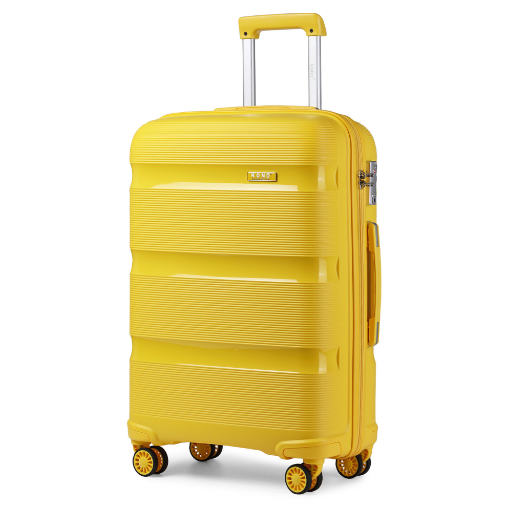 (Yellow, 24 inch) 1 to 4 Piece PP Hard Shell 4 Spinner Wheels Lightweight Suitcase with TSA Lock-image-OPC-PD7NX22-NEW