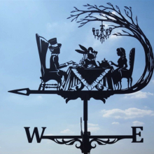 (Party) Metal Weathervane,Witch Iron Weather Vane,Sea Rover Wind Direction Indicator Garden Decoration Outdoor Roof Decoration Gardening