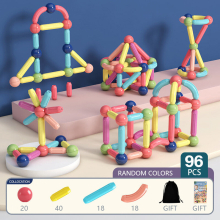 (96PCS) Magnetic Constructor Building Blocks Toys For Children Magic Magnet Stick Rod Games Montessori Educational Toys Gifts