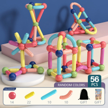(56PCS) Magnetic Constructor Building Blocks Toys For Children Magic Magnet Stick Rod Games Montessori Educational Toys Gifts