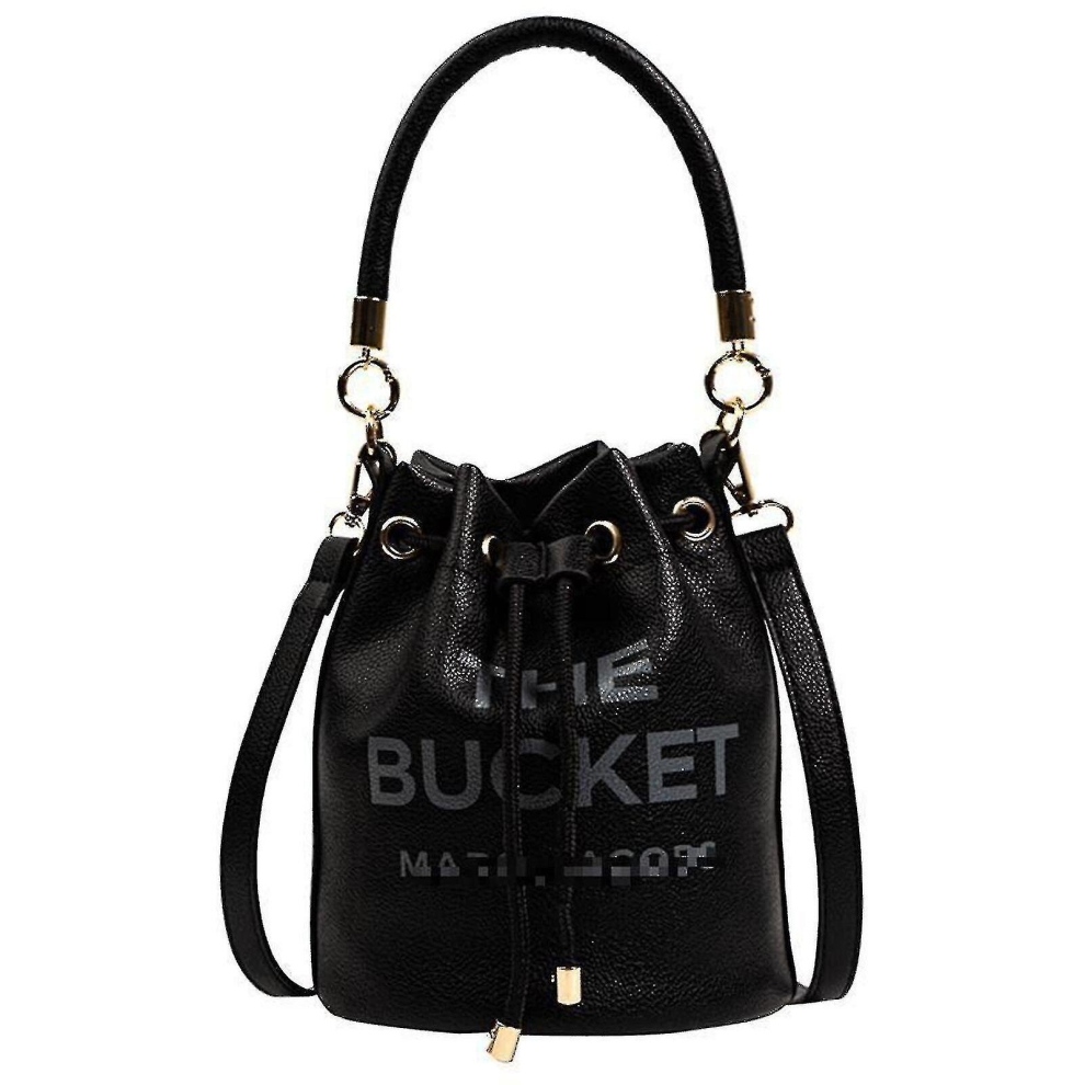 (Black) Marc Jacobs-Leather Bucket Bags Messenger Bag For Women Crossbody Purses With Drawstring Bucket Bags And Purses Multi-Color Optional