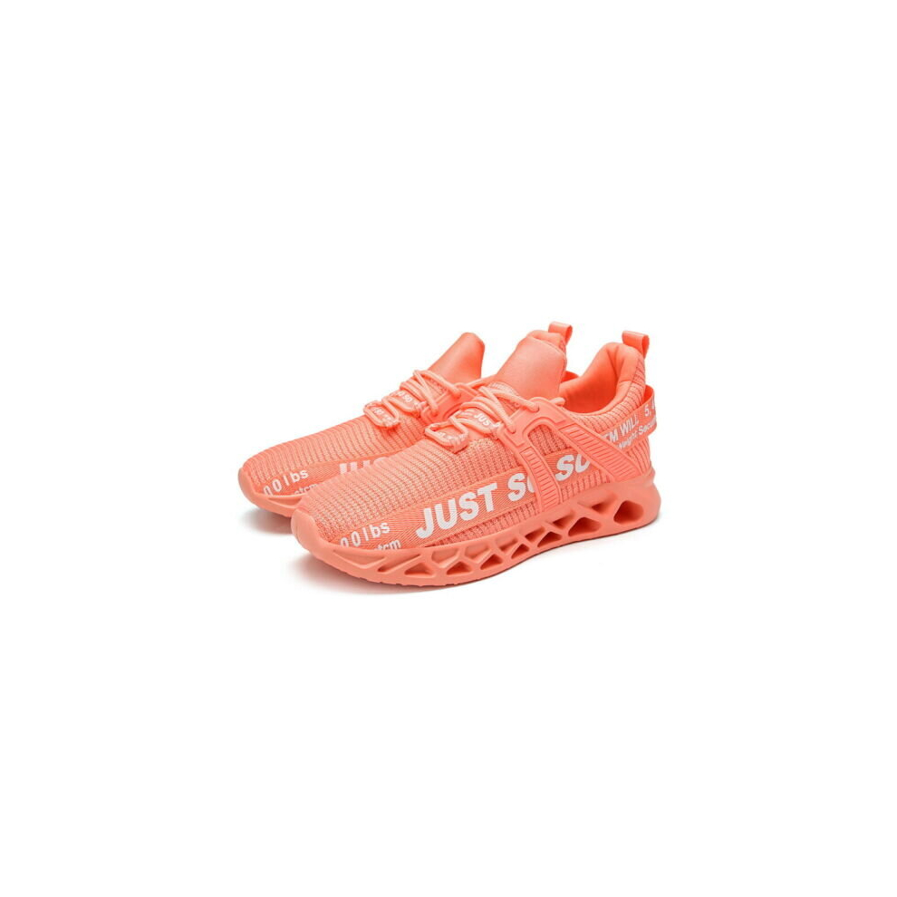 (Pink, UK 9=EUR 43) MENS SHOCK ABSORBING RUNNING TRAINERS CASUAL LACE GYM WALKING SPORTS SHOES SIZE