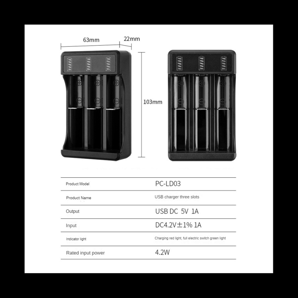 18650 Fast Charger with Type-C Cable Lithium Battery Charger, 2 Slot