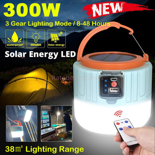 Solar LED Lantern Torch Lamp USB Rechargeable Camping Tent Light 1
