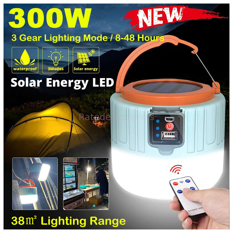 Solar LED Lantern Torch Lamp USB Rechargeable Camping Tent Light