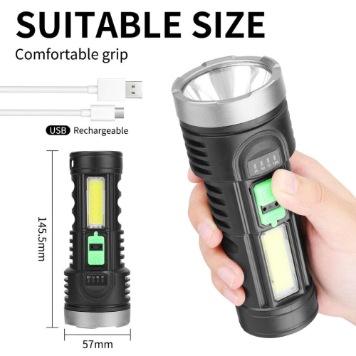 1500000LM LED Flashlight Super Bright Torch USB Rechargeable Lamp High Powered 2