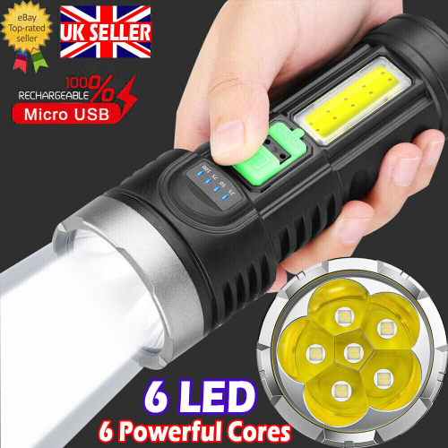 1500000LM LED Flashlight Super Bright Torch USB Rechargeable Lamp High Powered