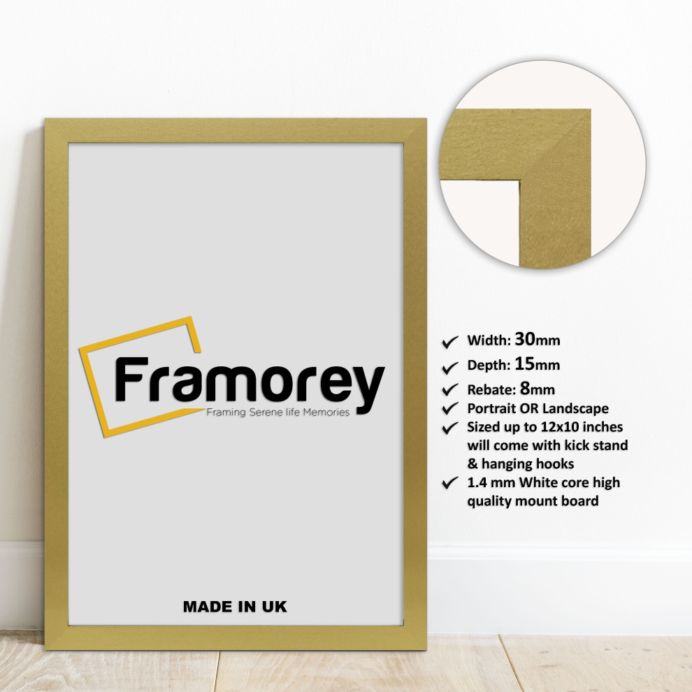 (120x80 CM) Gold Picture Frame / Wall Art Frames / Flat Wooden Effect Poster Frame / Photo Print Frame