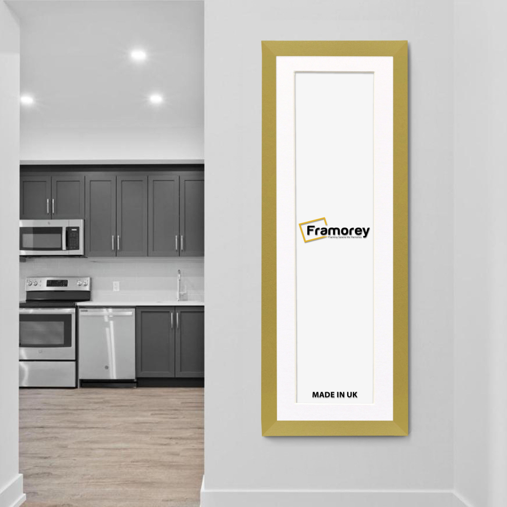 (Gold With White Mount, 100x50CM Pic (110x60CM Frame)) Panoramic Size Gold Picture Frame Photo Frames With Multicolored Mounts Wall Hanging Frame