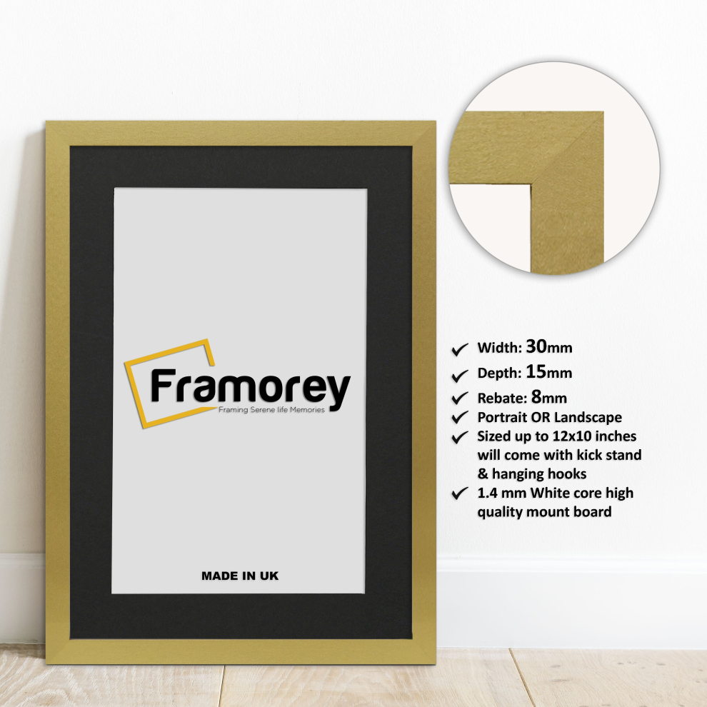 (90x60CM Pic (100x70CM Frame)) Gold Picture Frame Photo Frames With Black Mount Wall Art Hanging Frame Home Decor Frame