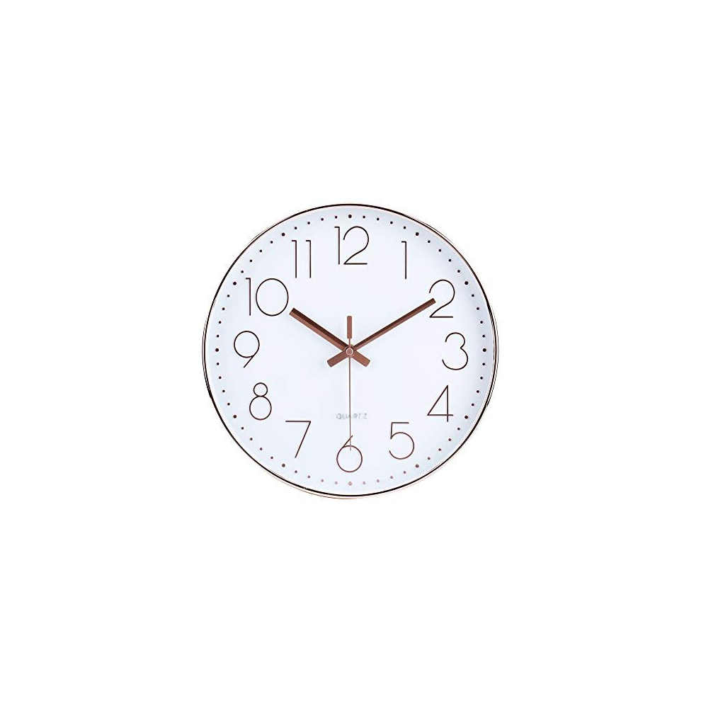 jomparis 12 Inch Battery Operated Silent Non-ticking Wall Clock, Quality Quartz Sweep Rose Gold Wall Clock for Home Bedroom School