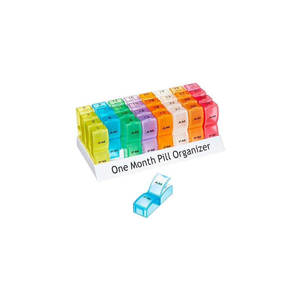 Aidapt 1 Month Pill Dispenser Tablet Box Organiser 2 Clearly Marked Compartments Per Day, Am And Pm For Those Who Take Many