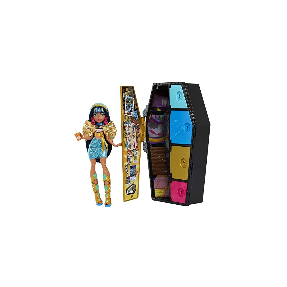Monster High Cleo De Nile Puppe & Kleider ZubehöR Set Mit Dress-Up Schrank & 19+ ÜBerraschungen – Skulltimate Secrets-image