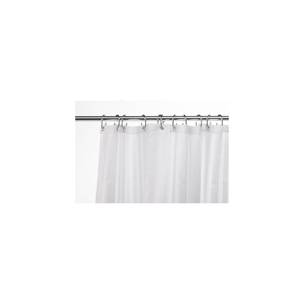 White Woven Stripe Water-Resistant Textile Shower Curtain,1800 x 1800mm