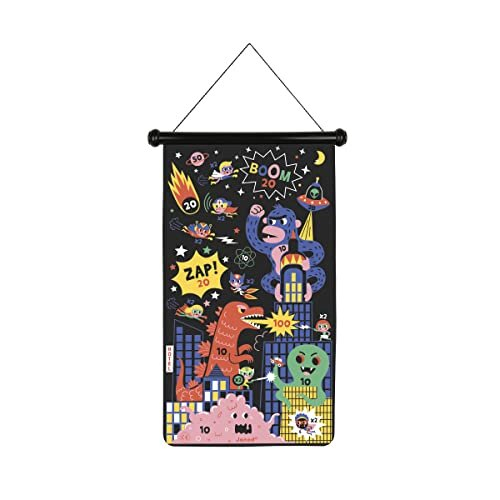 Janod - Superhero-Themed Magnetic Dart Game - 6 Magnetic Plastic Darts - Double-Sided Fabric Game - 4 Years +, J02090