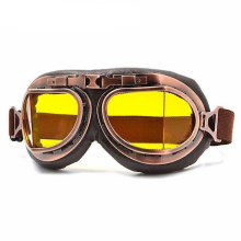 (Yellow lenses) Retro Motorcycle Goggles Vintage Helmet Sunglasses Hiking Ski Eyewear