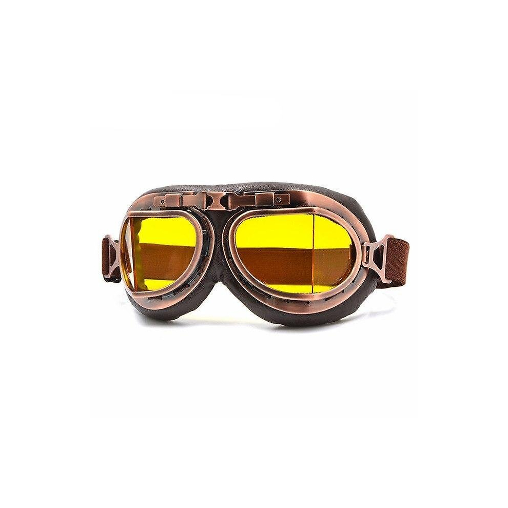 (Yellow Lenses) Retro Motorcycle Goggles Vintage Helmet Sunglasses Hiking Ski Eyewear Yellow,Not,Specified 768611160833