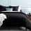 Imperial Rooms (Black, Double (200 x 200 cm)) Plain Duvet Quilt Cover 3PC Reversible Bedding Set 9