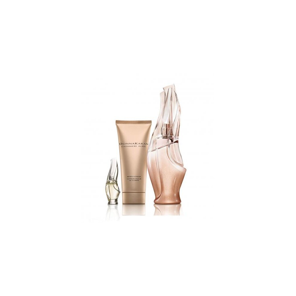 Donna Karan Cashmere Aura 3 Pcs Set: 3.4 Eau De Parfum Spray + Cashmere Mist 0.17 Oz Eau De Parfum Mini + 3.4 Body Lotion