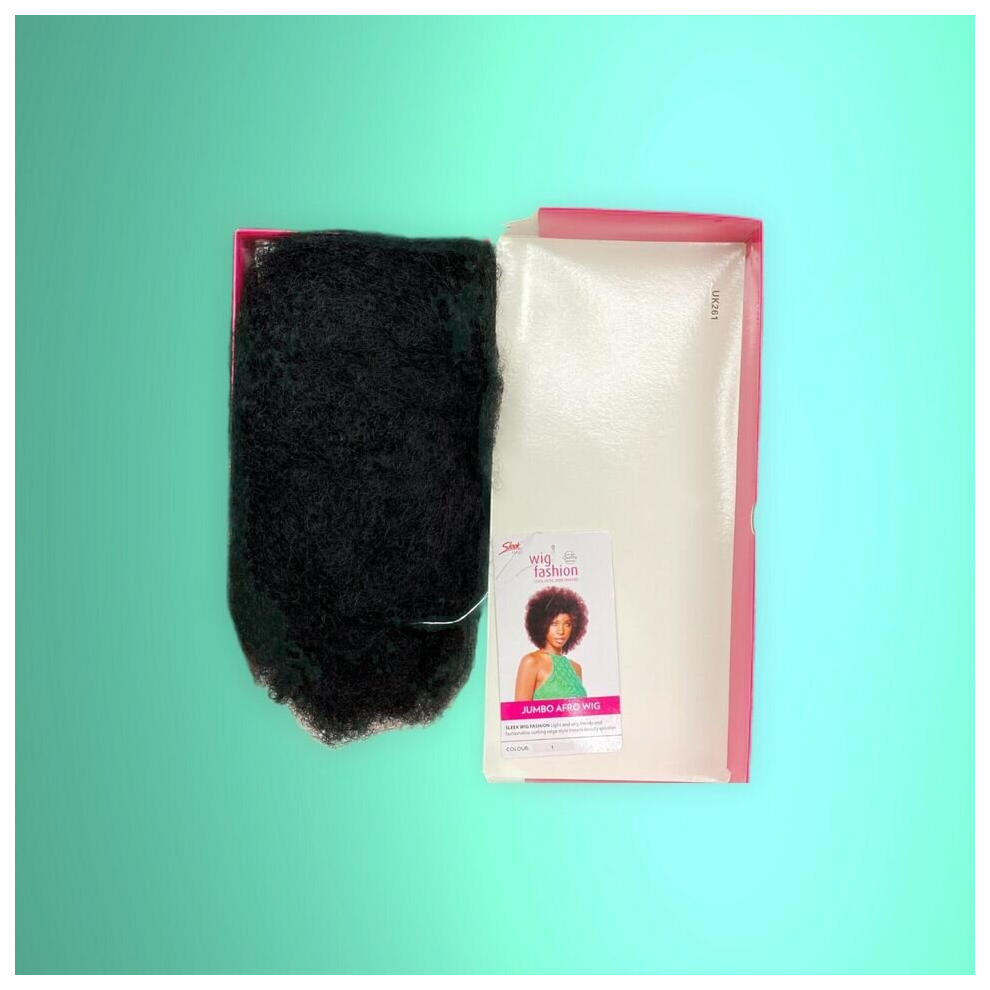 (1B Natural Black) Sleek Wig Fashion JUMBO AFRO Synthetic Wig 16'' Inch